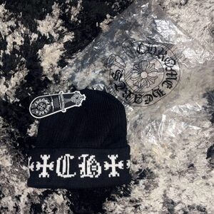 Chrome Hearts Black and White Beanie